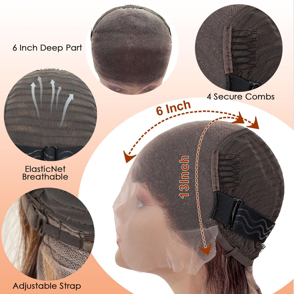 Hepnok 200-density wig offers a full, natural silhouette.