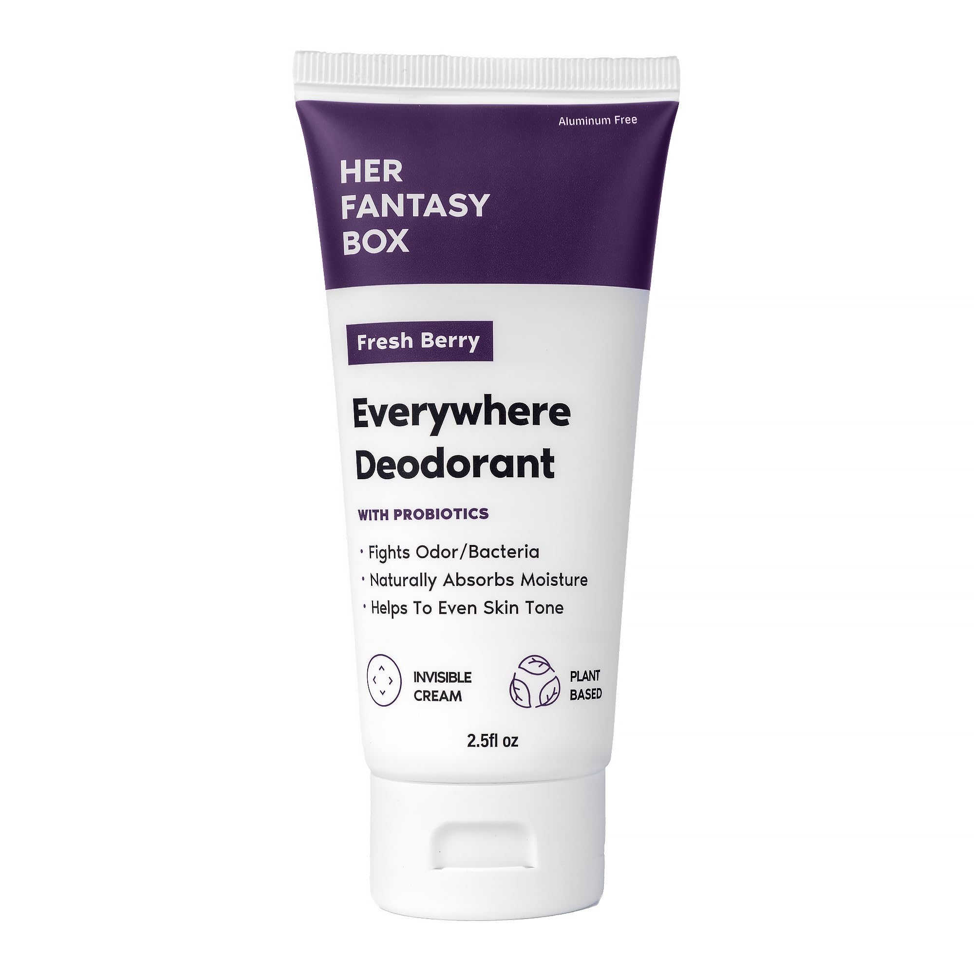 Her Fantasy Box desodorante para cualquier lugar, textura crema invisible y protección diaria.