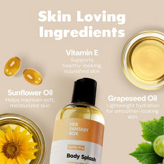 Her Fantasy Box lightweight body oil dispenses smoothly.