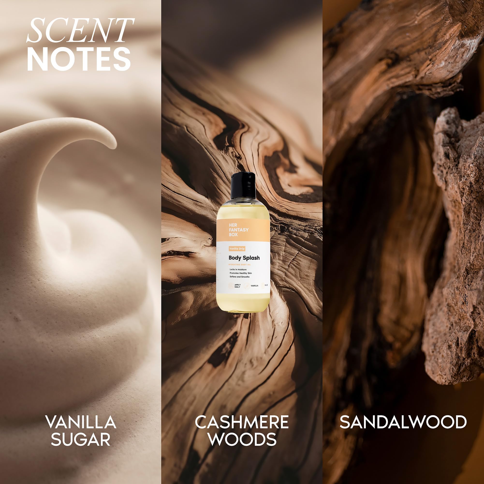 Her Fantasy Box soft silky finish leaves skin smooth.