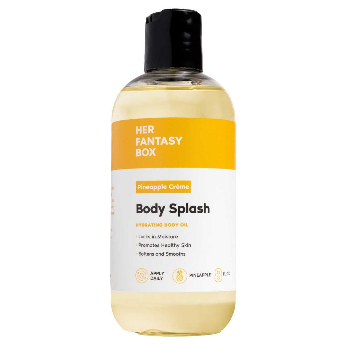 Her Fantasy Box spray corporal piña crema muestra la botella con aroma refrescante