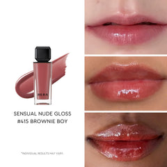 HERA Sensual Nude Gloss swatches on lip reveal MLBB shade perfection