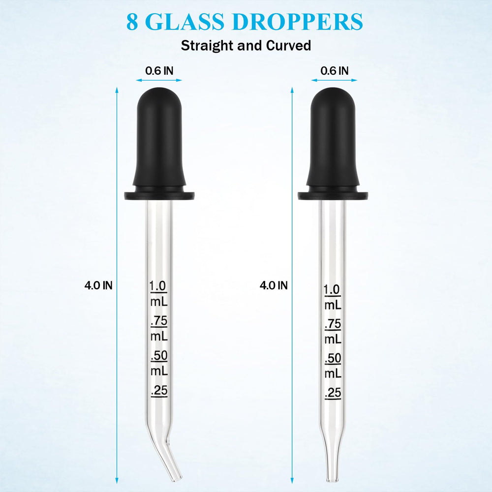 Herain glass body dropper provides clear measurement and accuracy.