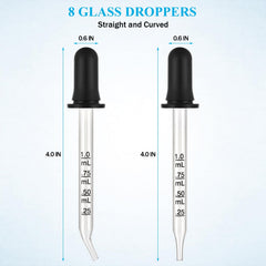 Herain glass body dropper provides clear measurement and accuracy.