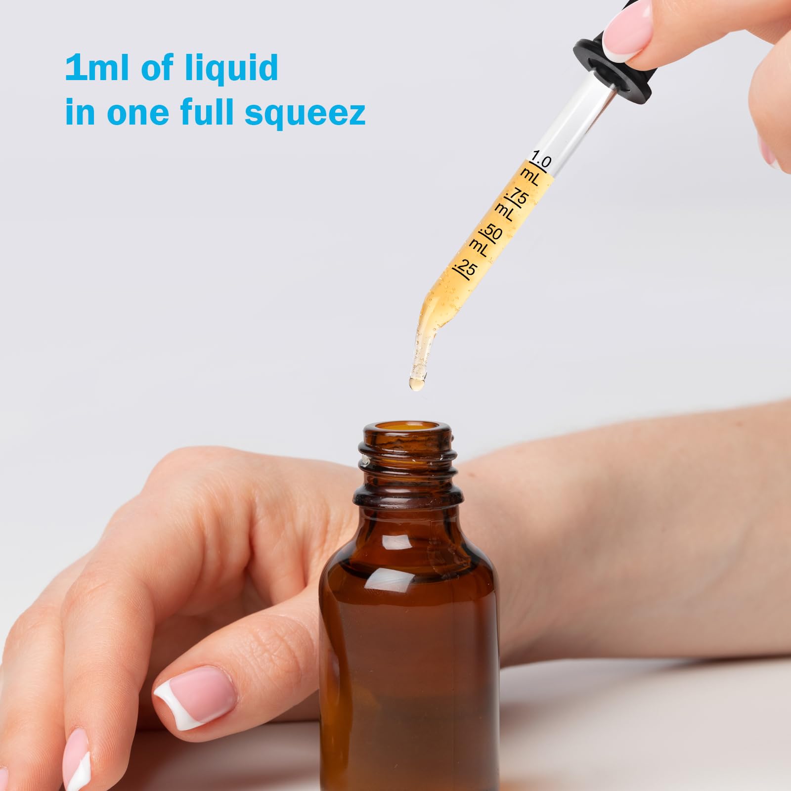 Herain dropper features 0.25–1 ml scale for precise dosing.