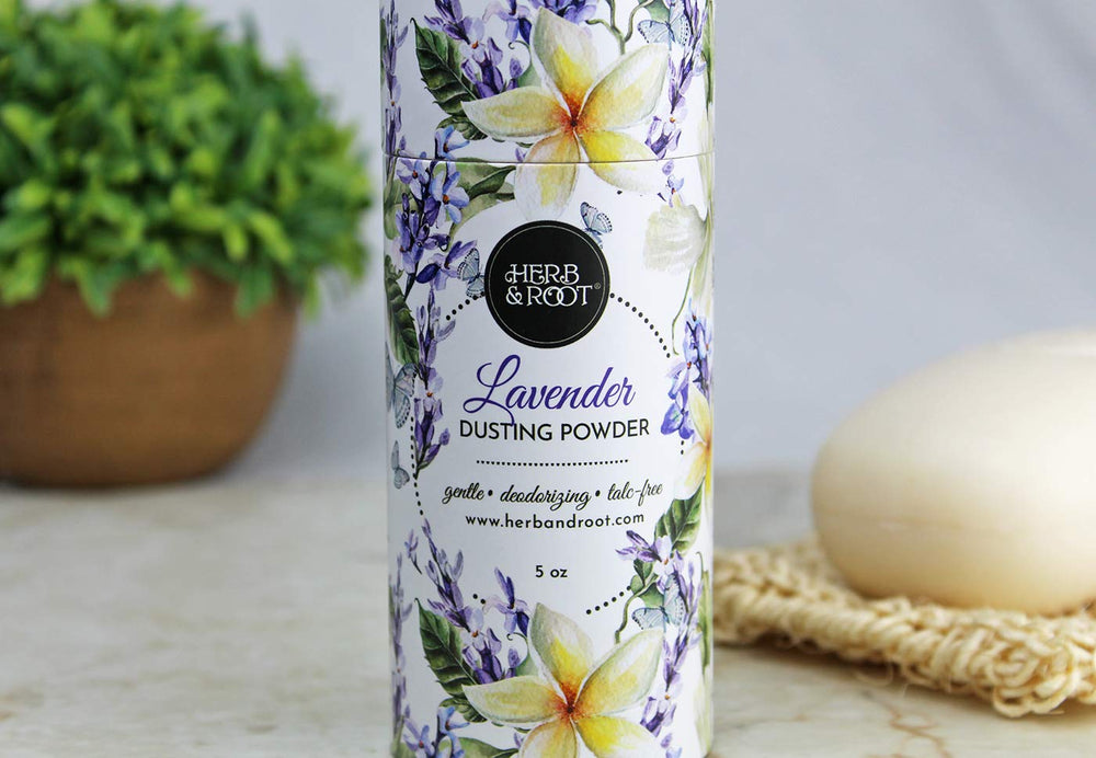 Herb & Root jasmine talc-free powder adds a light, clean scent.