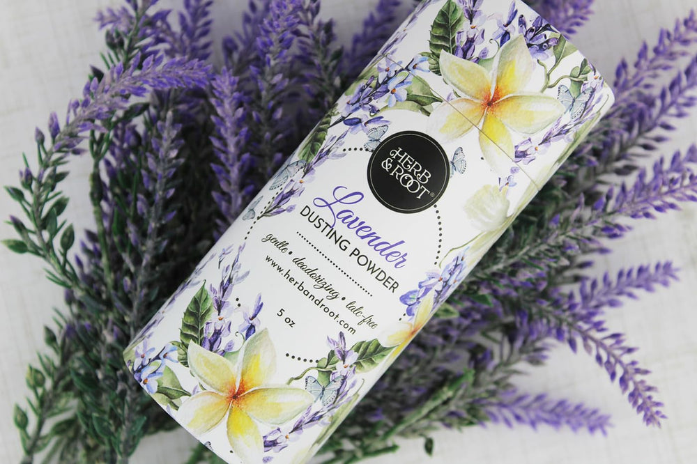 Herb & Root sandalwood talc-free powder reduces friction during activity.