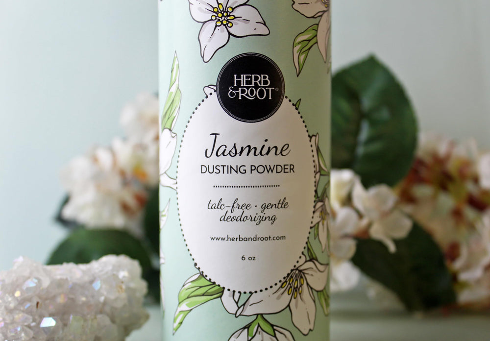 Herb & Root jasmine powder with a soft, lingering fragrance.