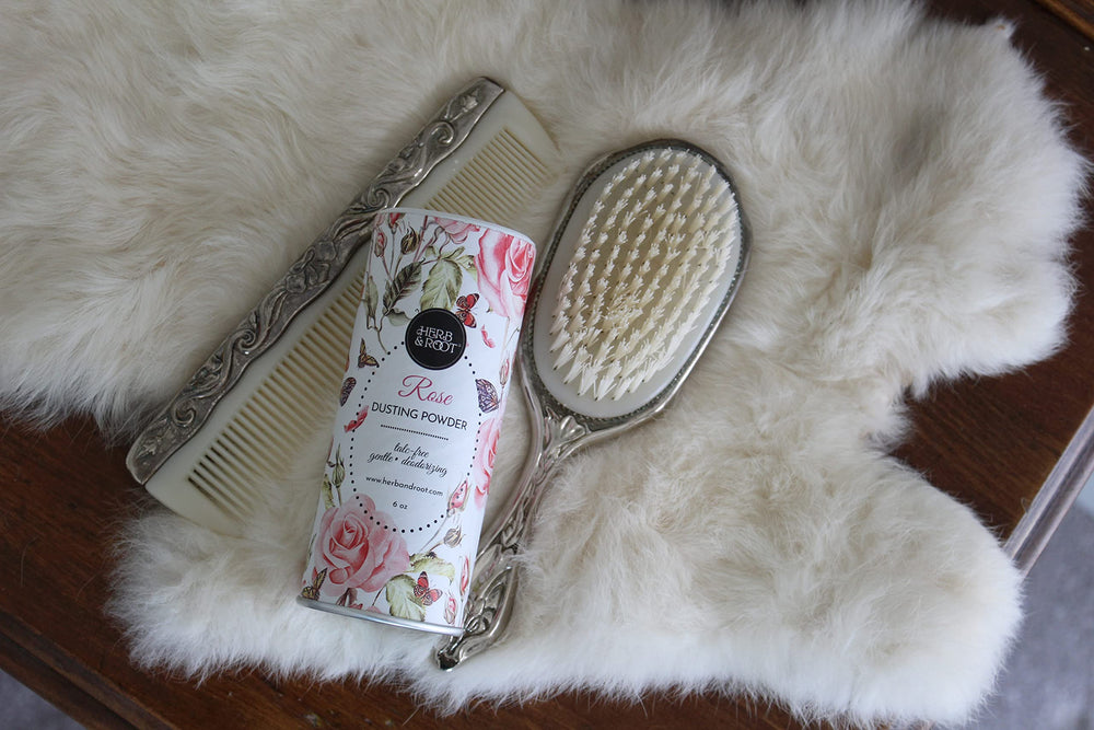 Herb & Root rose dusting powder complements moisturizer for refreshed skin