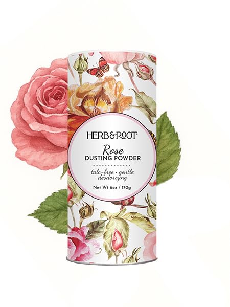 Herb & Root rose dusting powder for gentle daily freshness