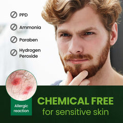 Herb Speedy Herb For Men Mustache & Beard Dye color swatches show the dark brown shade.
