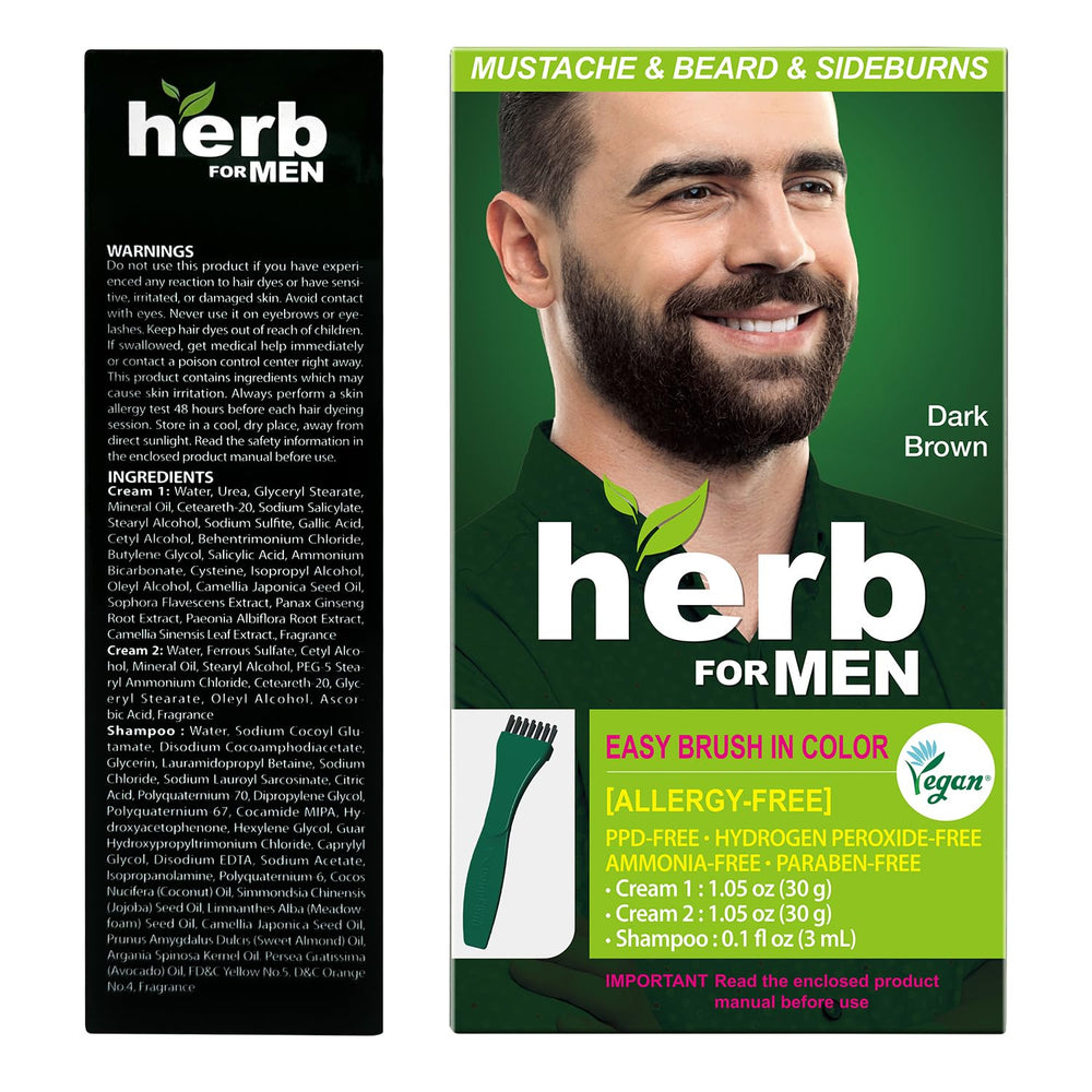 Herb Speedy Herb For Men Mustache & Beard Dye odorless formula for comfortable application.