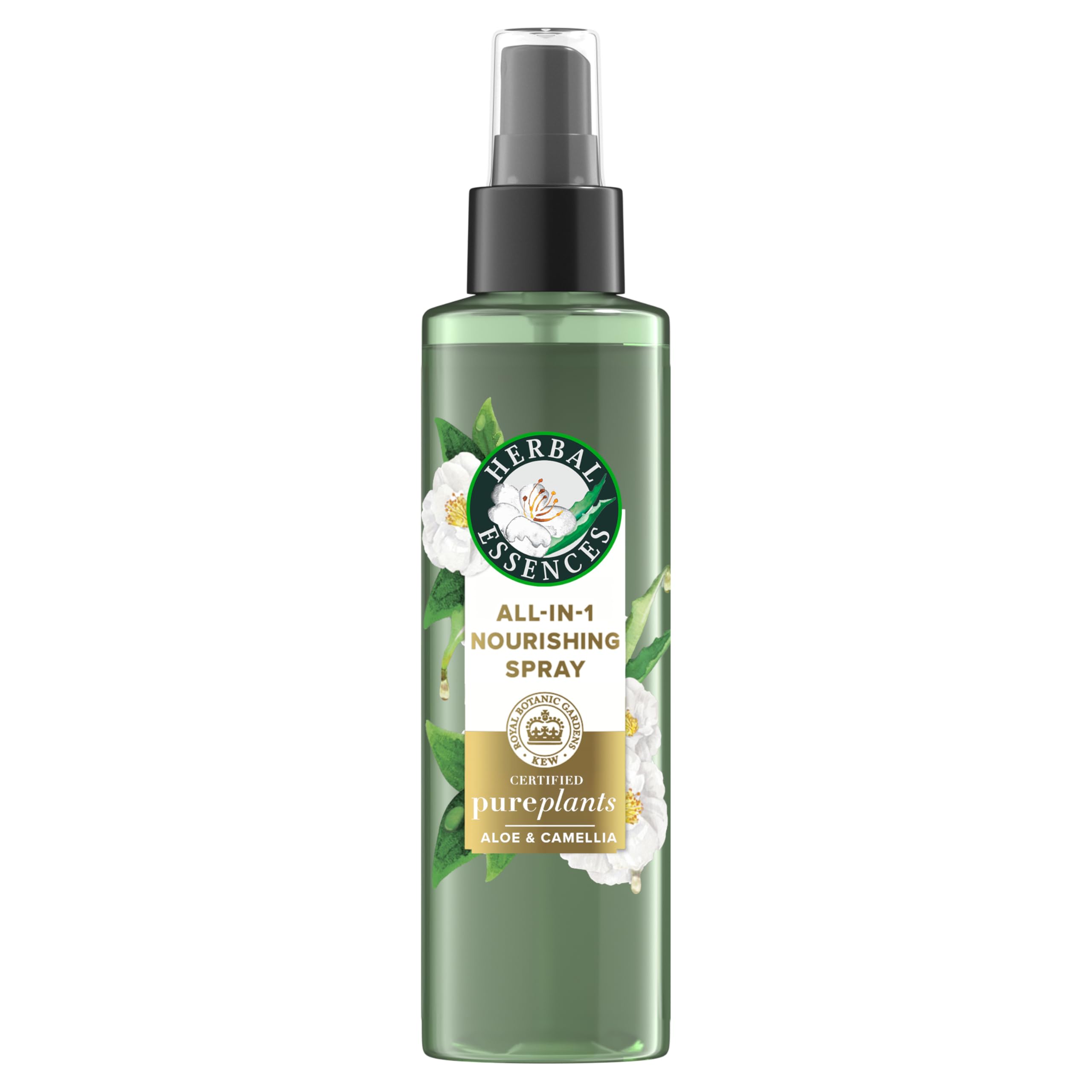 spray nutritivo Herbal Essences All-in-1 frente a la botella, suavidad sin peso.