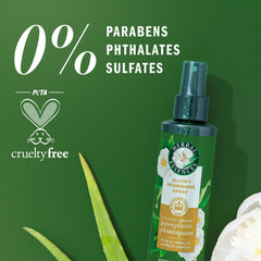spray Herbal Essences All-in-1, gota de aceite camelia, aporta brillo suave.