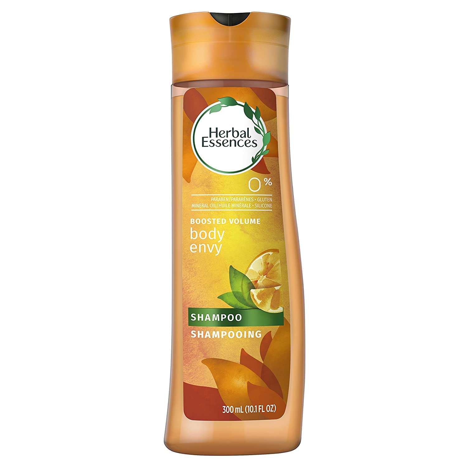 Herbal Essences Body Envy label detail notes paraben-free and pH-balanced formula