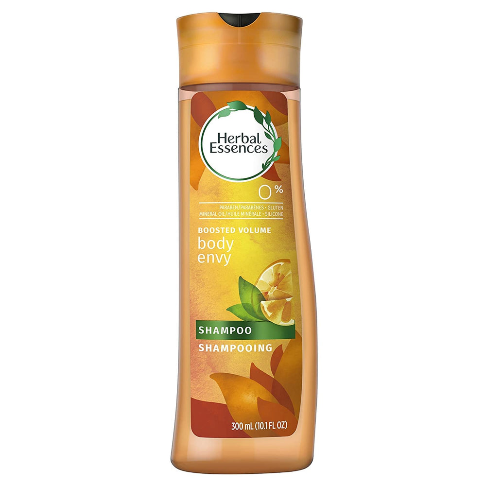 Herbal Essences Body Envy label detail notes paraben-free and pH-balanced formula