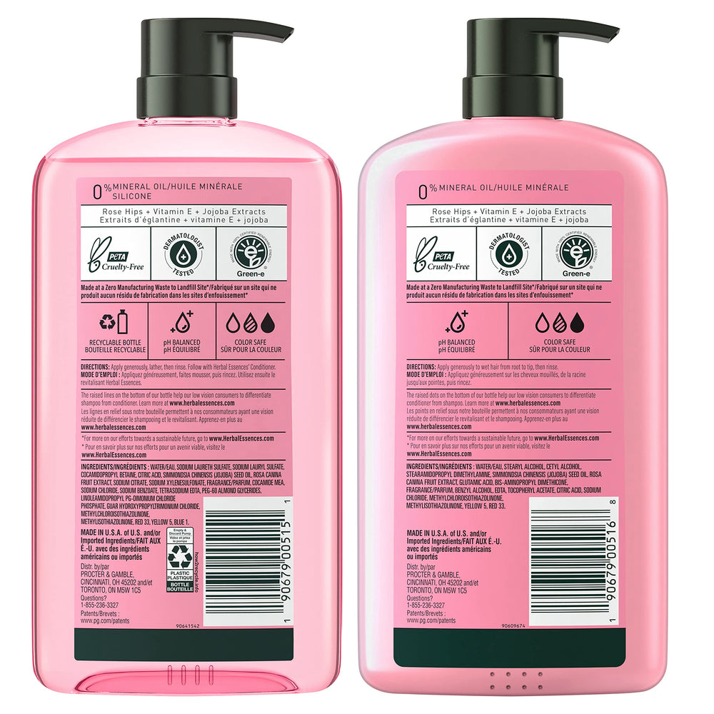 Herbal Essences Rose Hips color-safe badge visible.