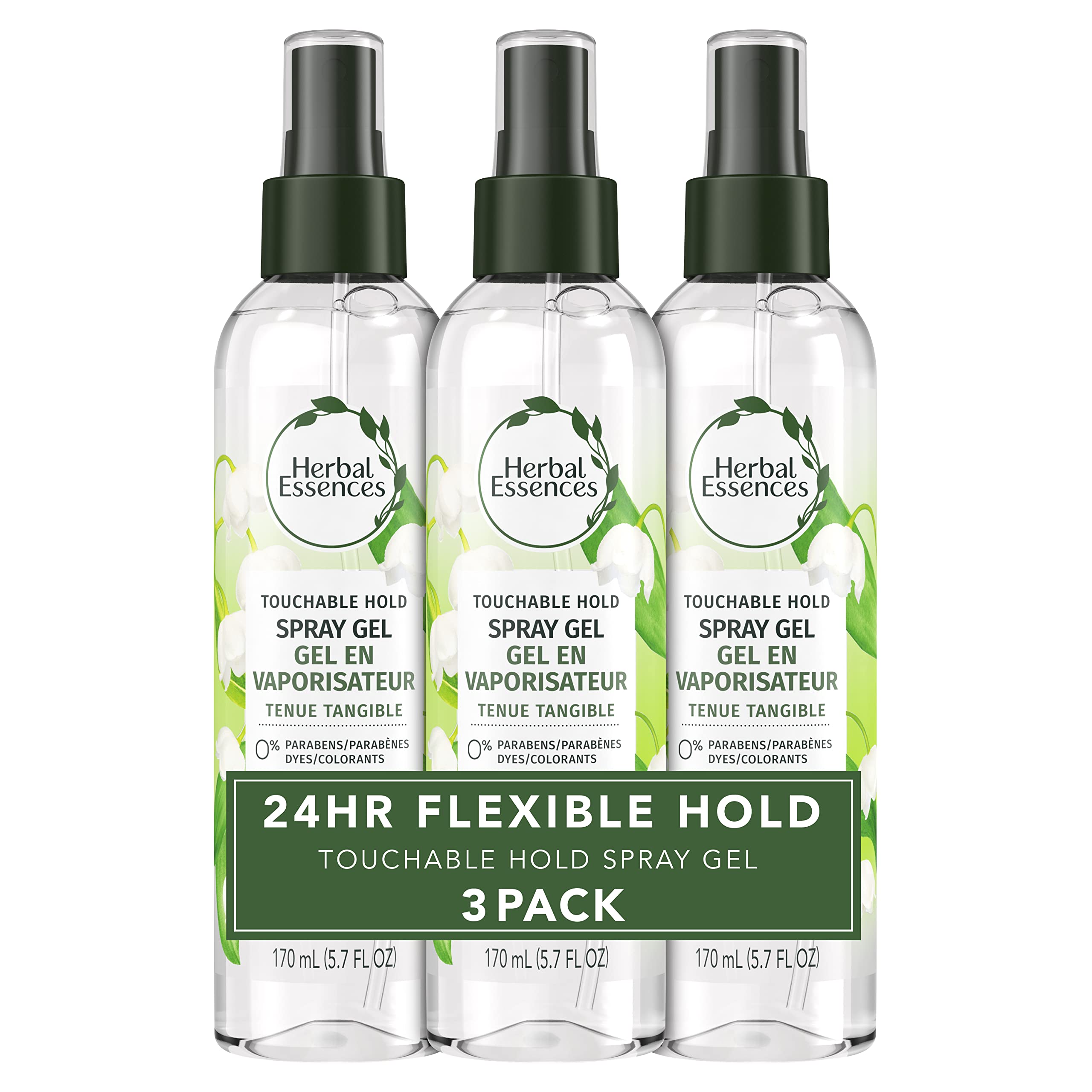 Gel en aerosol Herbal Essences para rizos, definición duradera y aroma suave.