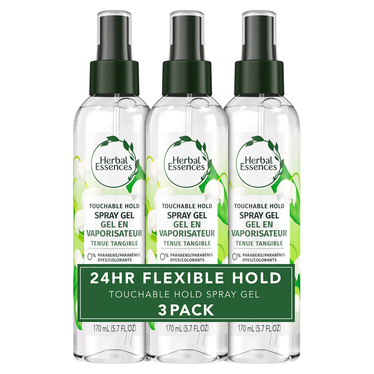 Gel en aerosol Herbal Essences para rizos, definición duradera y aroma suave.