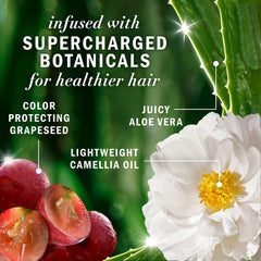 Herbal Essences formula highlights grapeseed, aloe vera, and camellia oil ingredients.