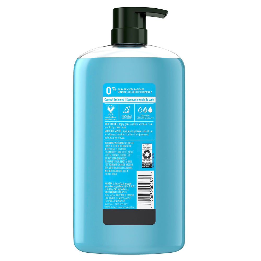 Hair care routine moments with conditioner and tropical coconut aroma