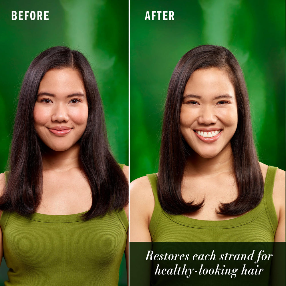 Herbal Essences Repairing, botella con aceite de camelia para brillo suave.