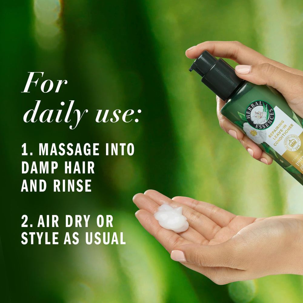 Herbal Essences Repairing, textura ligera, cabello desenredado y manejable.