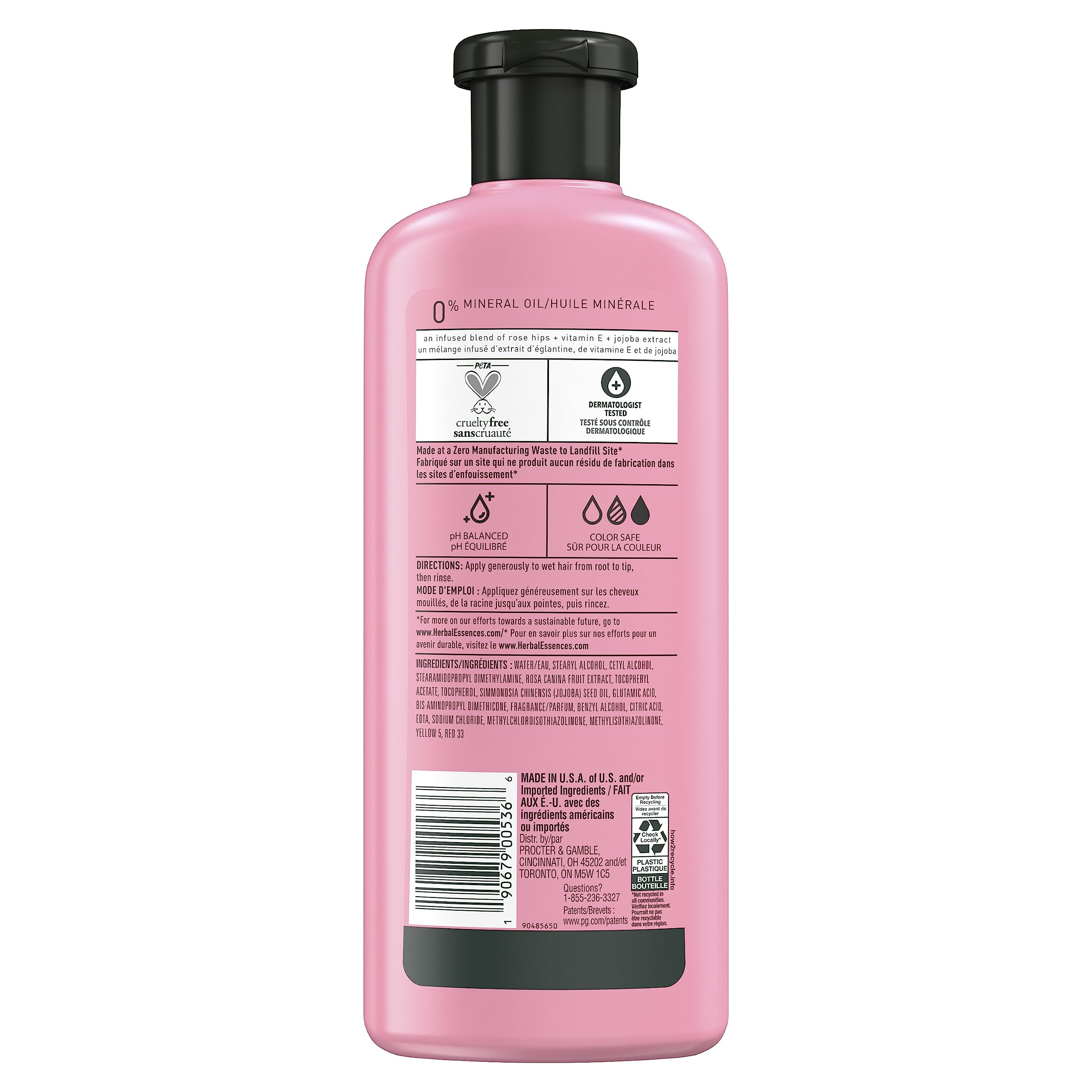 Textura cremosa del acondicionador rose hips para cabello suave