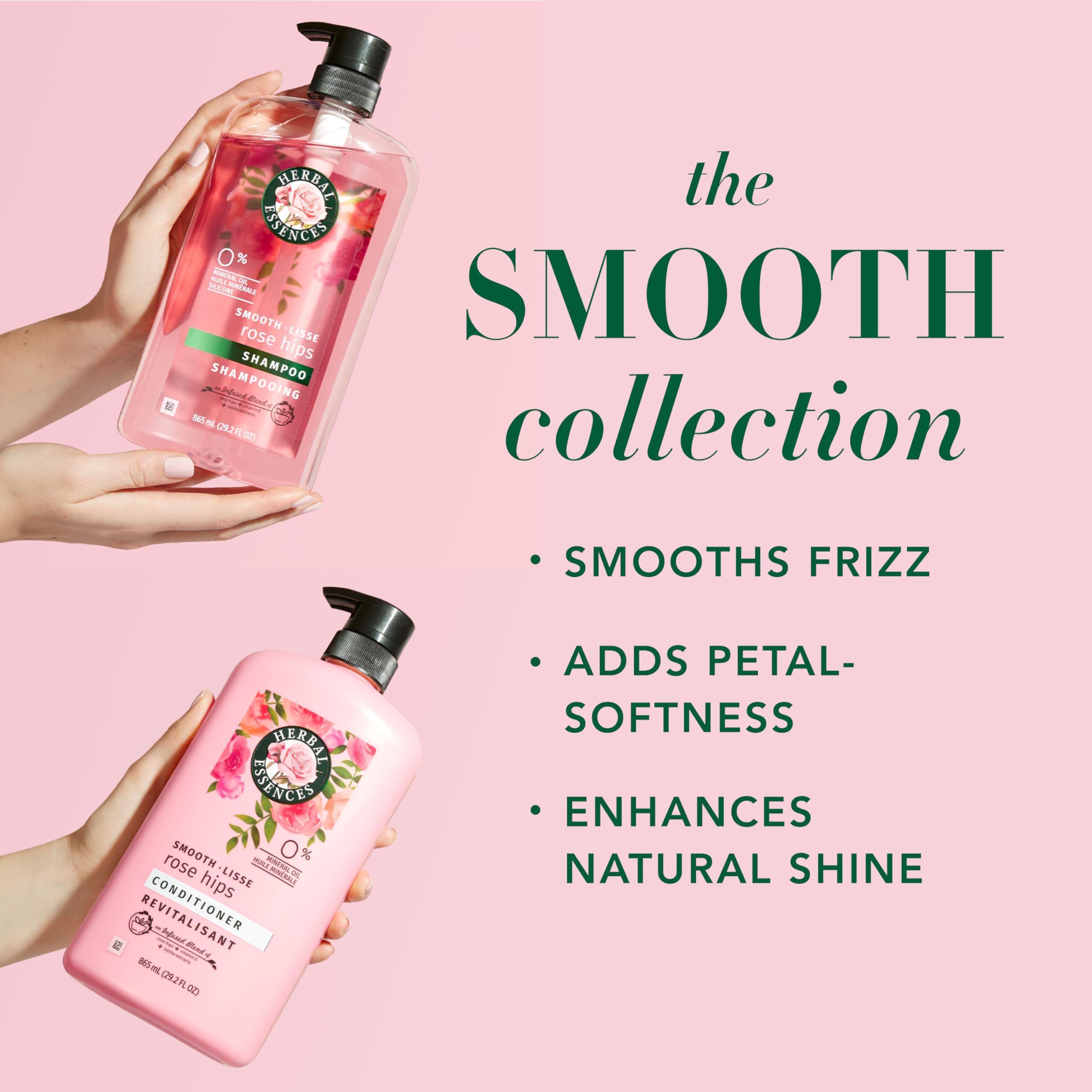 Herbal Essences Rose Hips conditioner bottle invites nourishment and hydration.