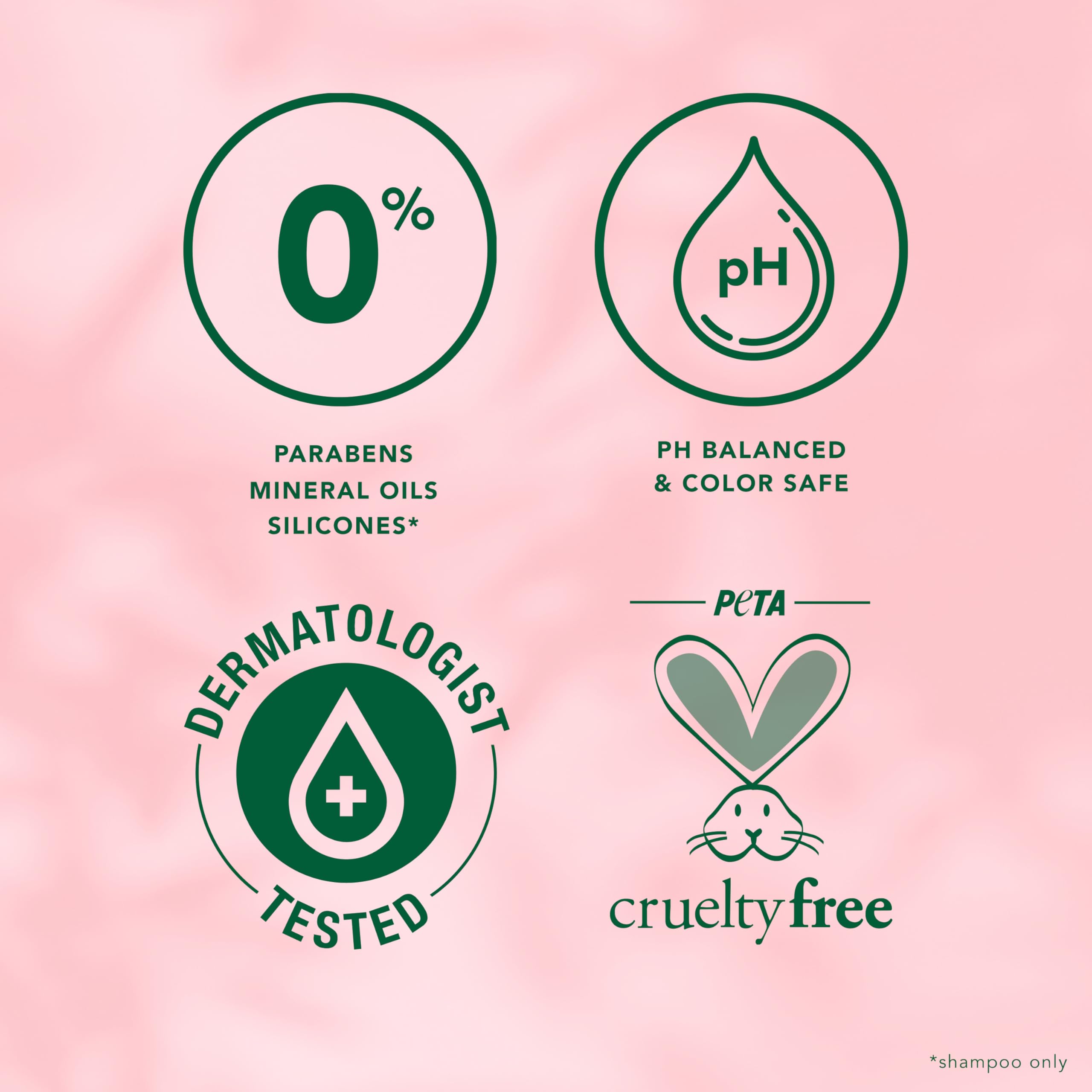Herbal Essences Rose Hips shampoo bottle label shows paraben-free color-safe features.