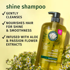 Champú Herbal Essences Shine Collection: vista lateral, brillo y suavidad.