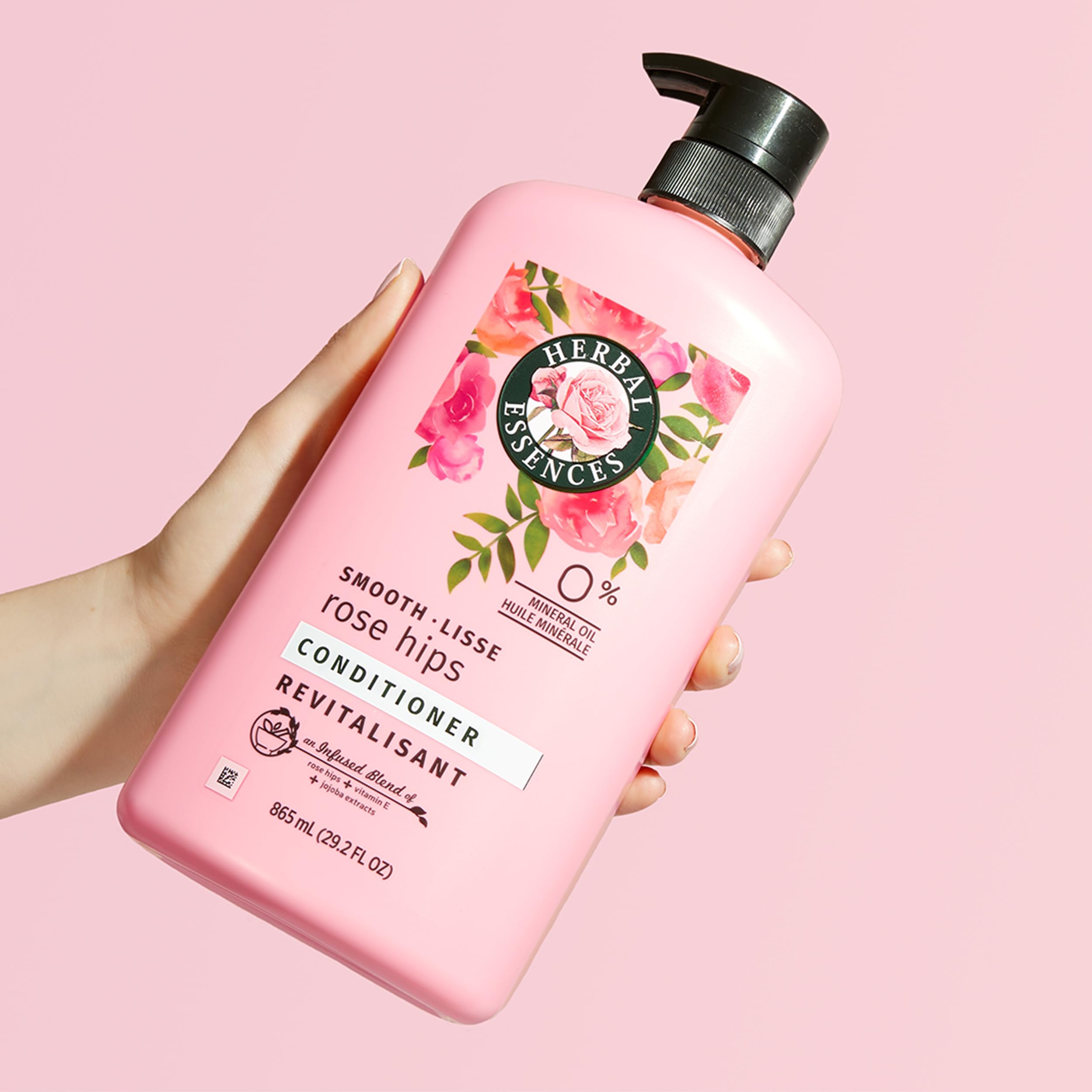 Acondicionador Herbal Essences seguro para color, mantiene el tono.