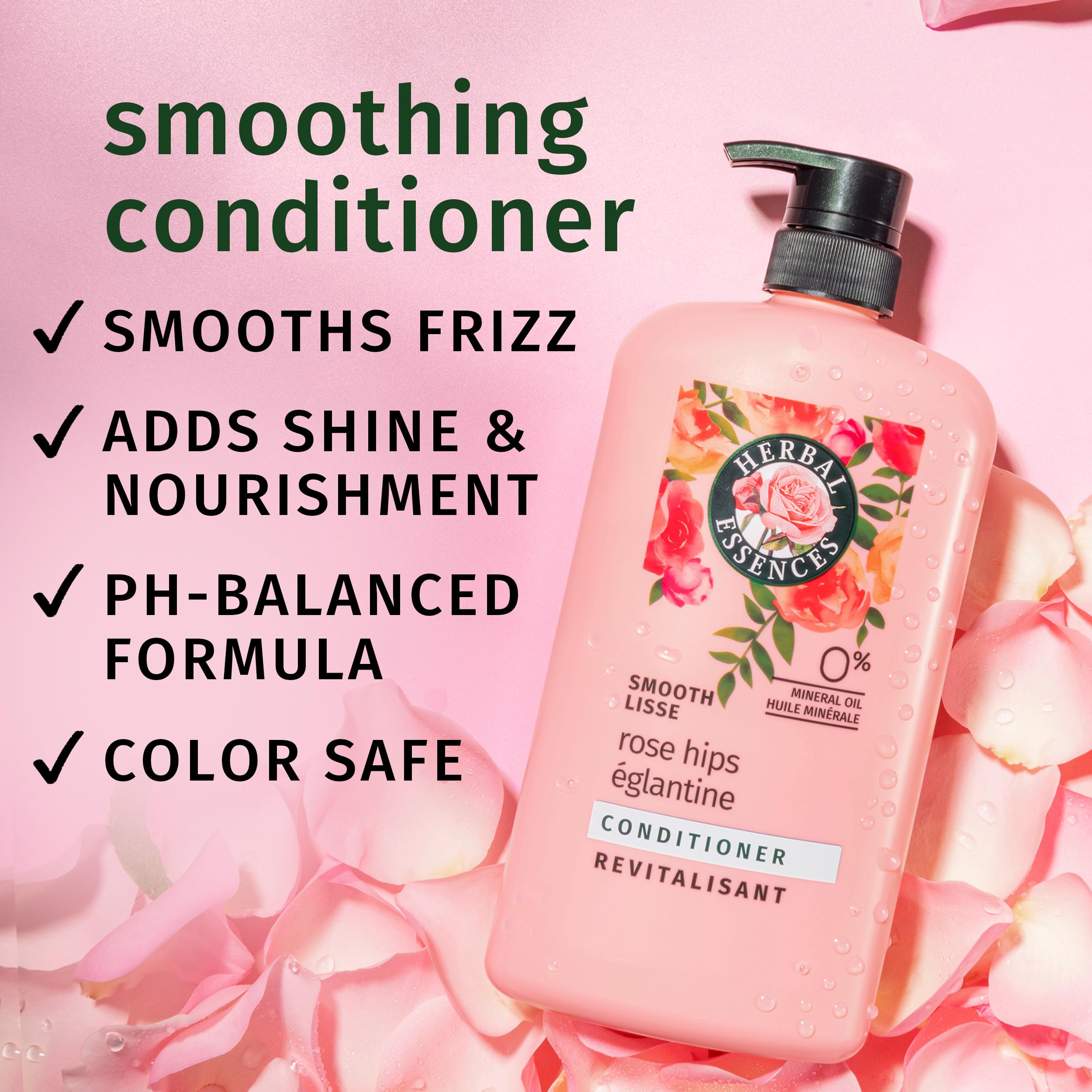 Herbal Essences Acondicionador: cabello liso con brillo saludable.