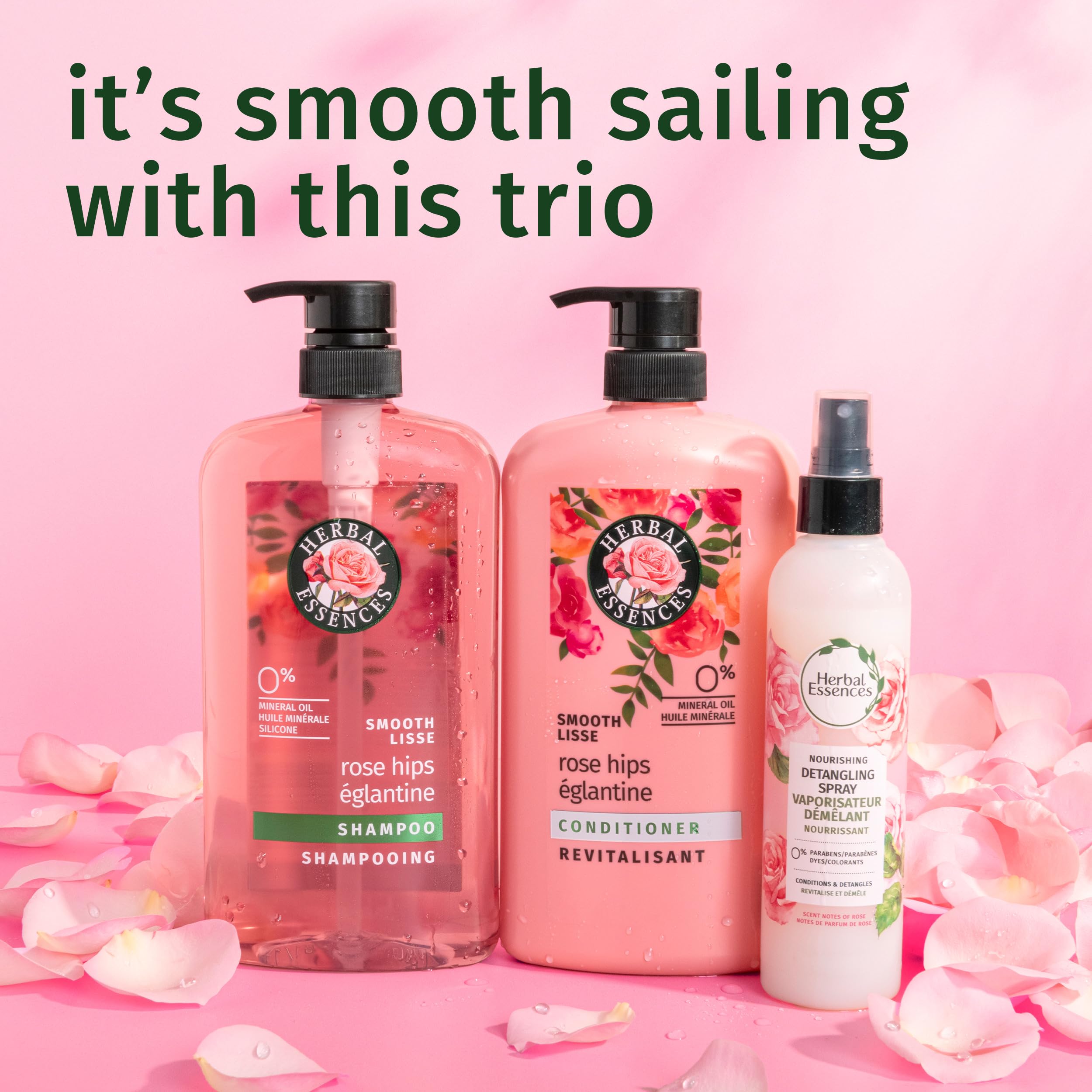 Fórmula libre de siliconas y aceite mineral del acondicionador Herbal Essences.