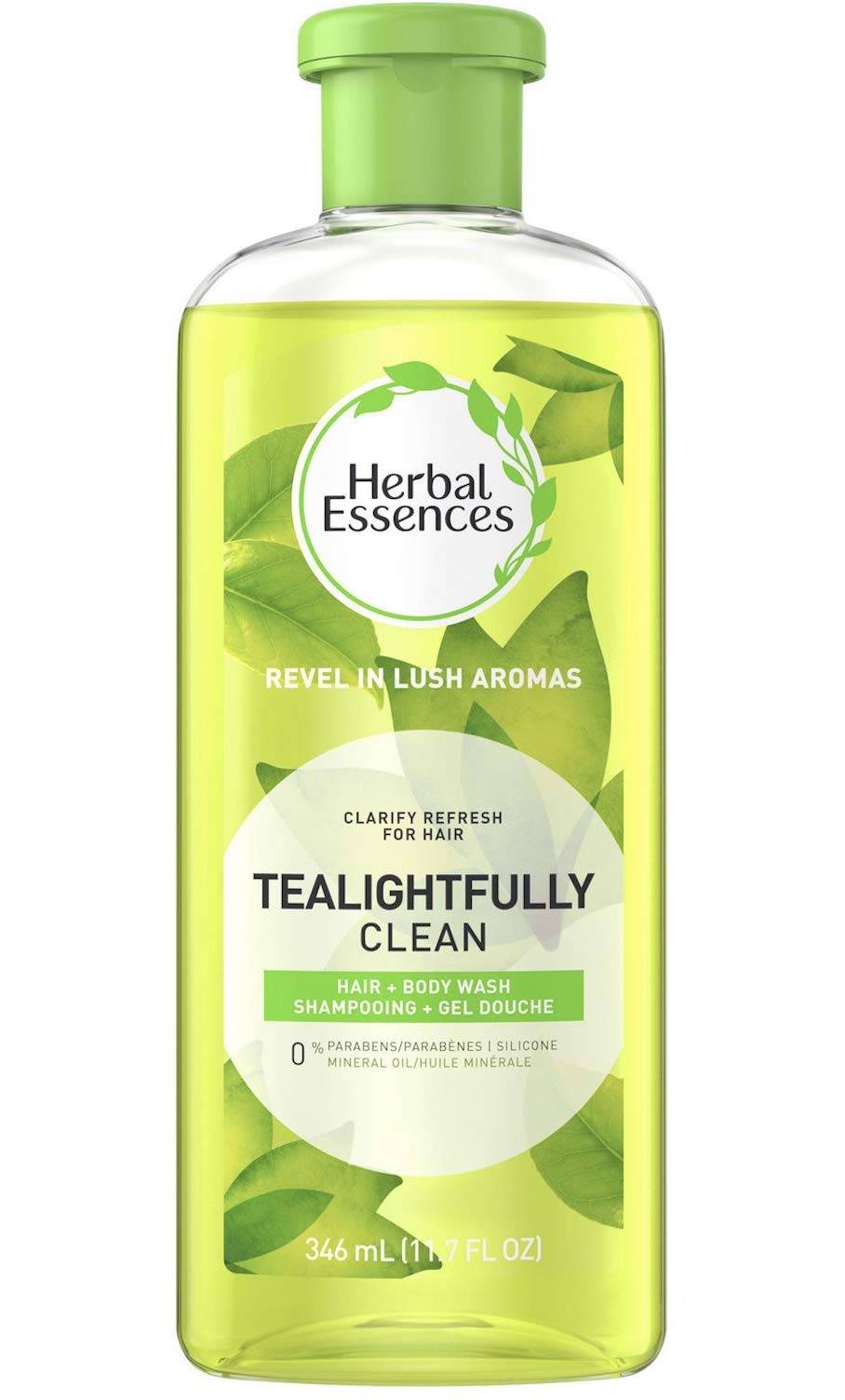 Herbal Essences Tea-Lightfully Clean: botella derramando champú para una limpieza suave