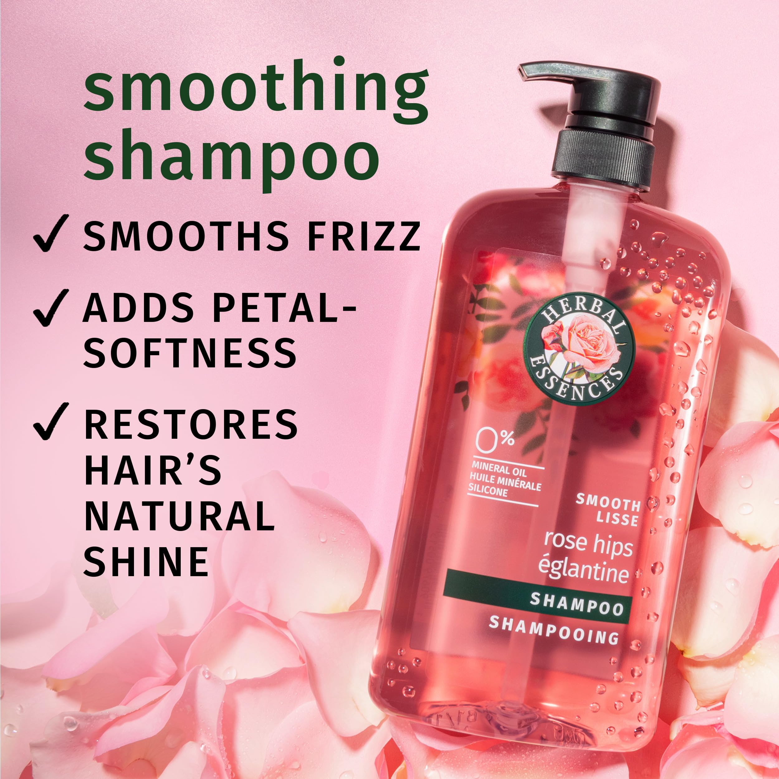 Champú Herbal Essences con vitamina E y escaramujos para cabello nutrido.