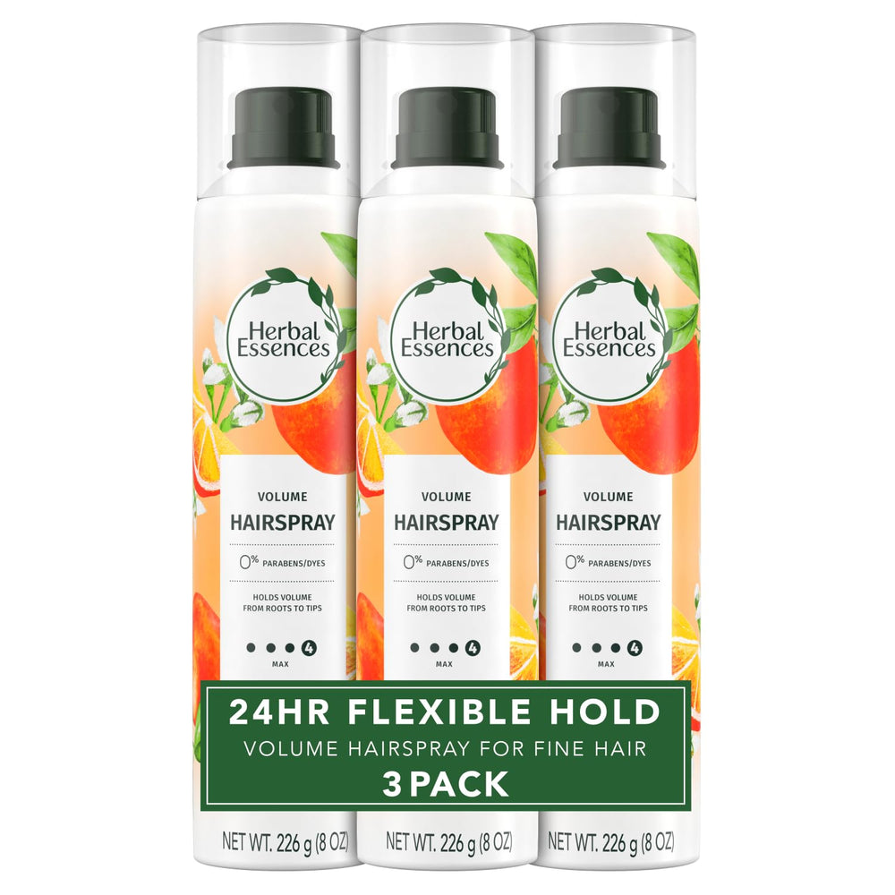 Herbal Essences Volume Hairspray bottle ready for all-day hold