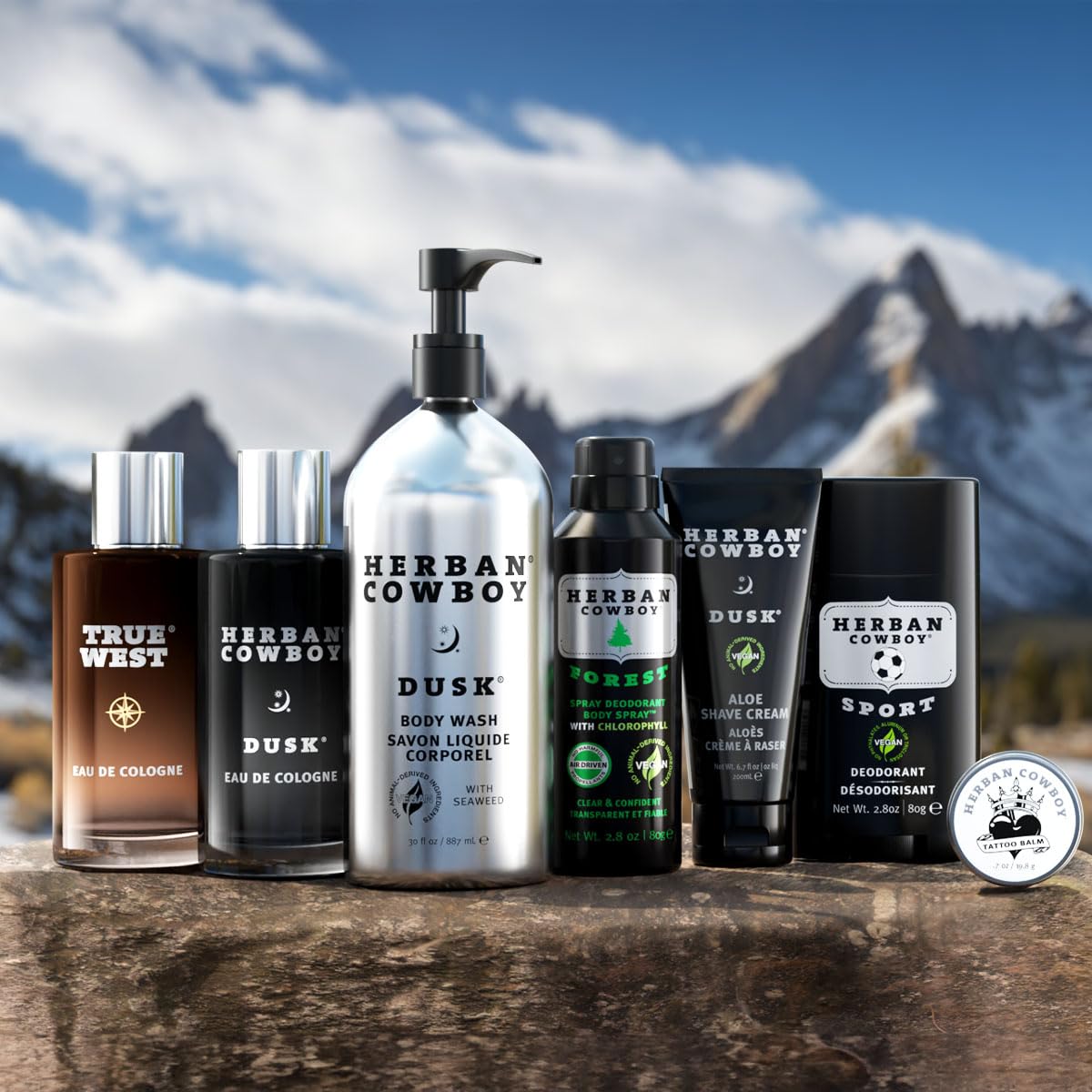 Herban Cowboy Dusk travel-size bottle for on-the-go scent.