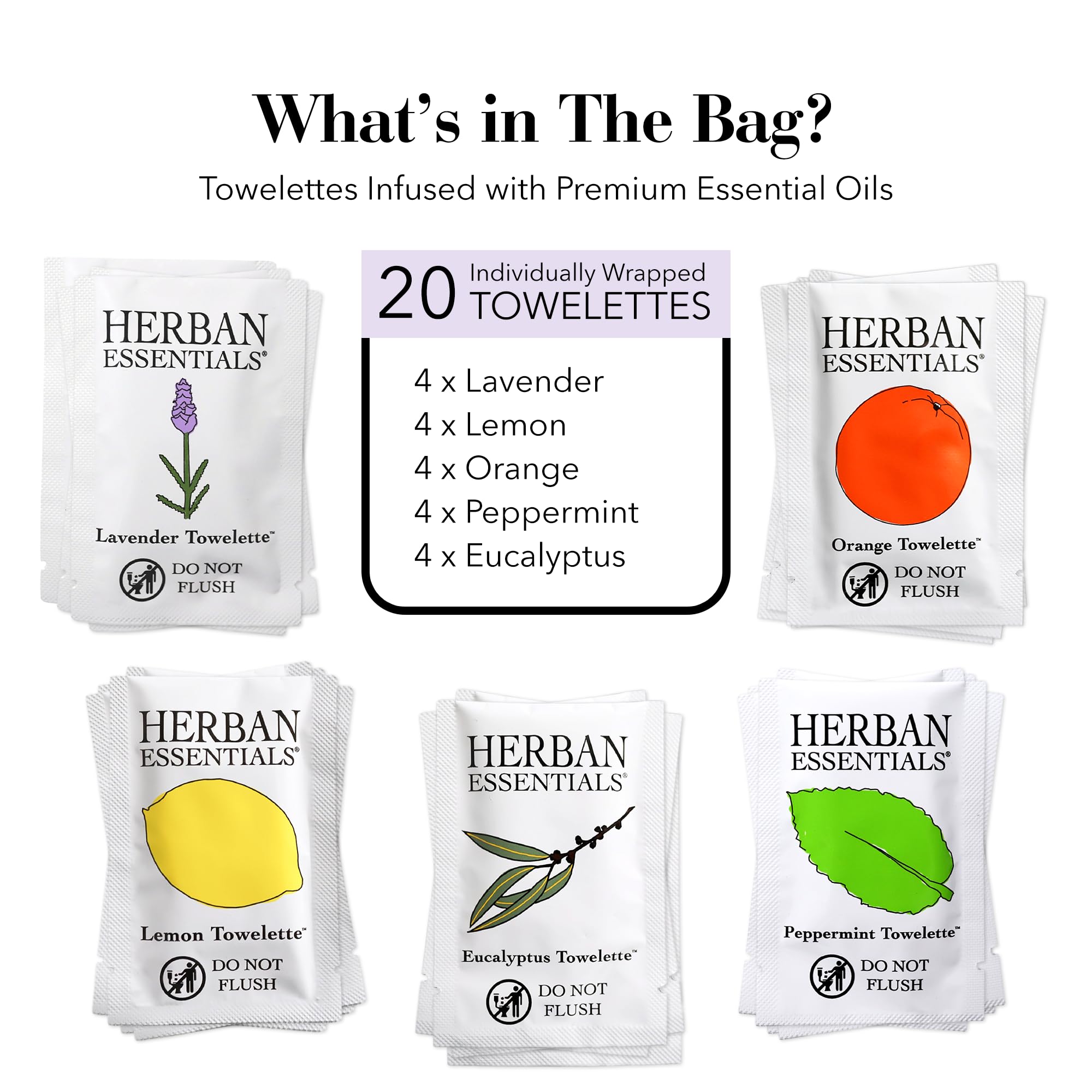 Herban Essentials lavender towelette delivering a calming aroma during cleansing.
