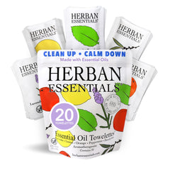 Herban Essentials travel-size wipes in a compact, portable pack for on-the-go cleansing.
