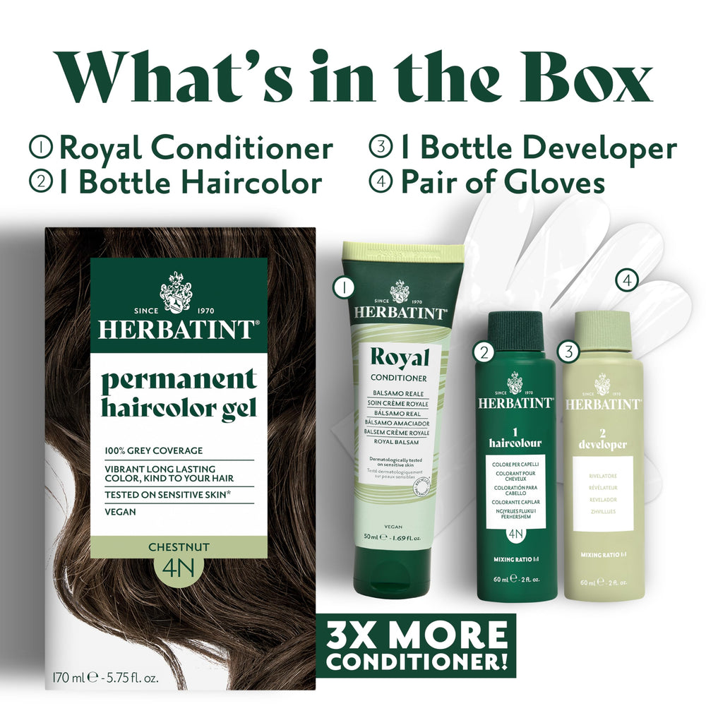 Scalp-friendly formula from Herbatint 4M Mahogany Chestnut in use.