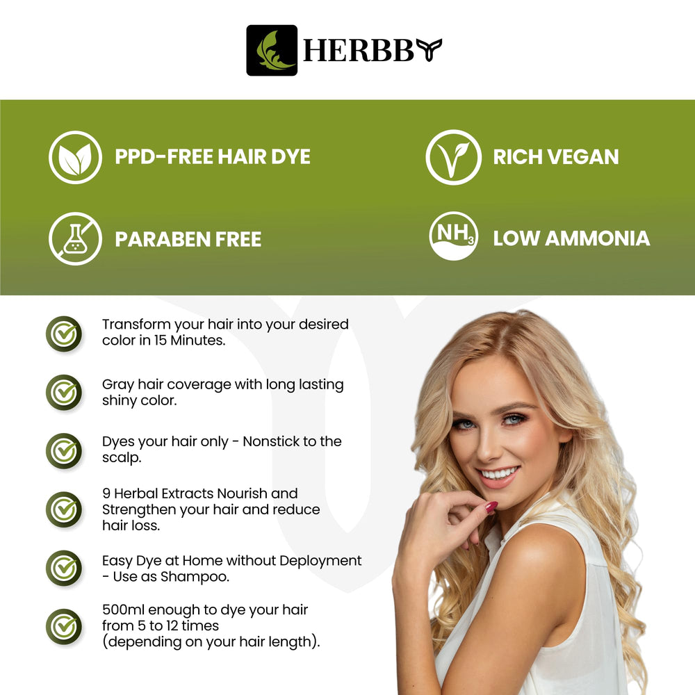 HERBBY nine herbal extracts nourish scalp and hair fibers.