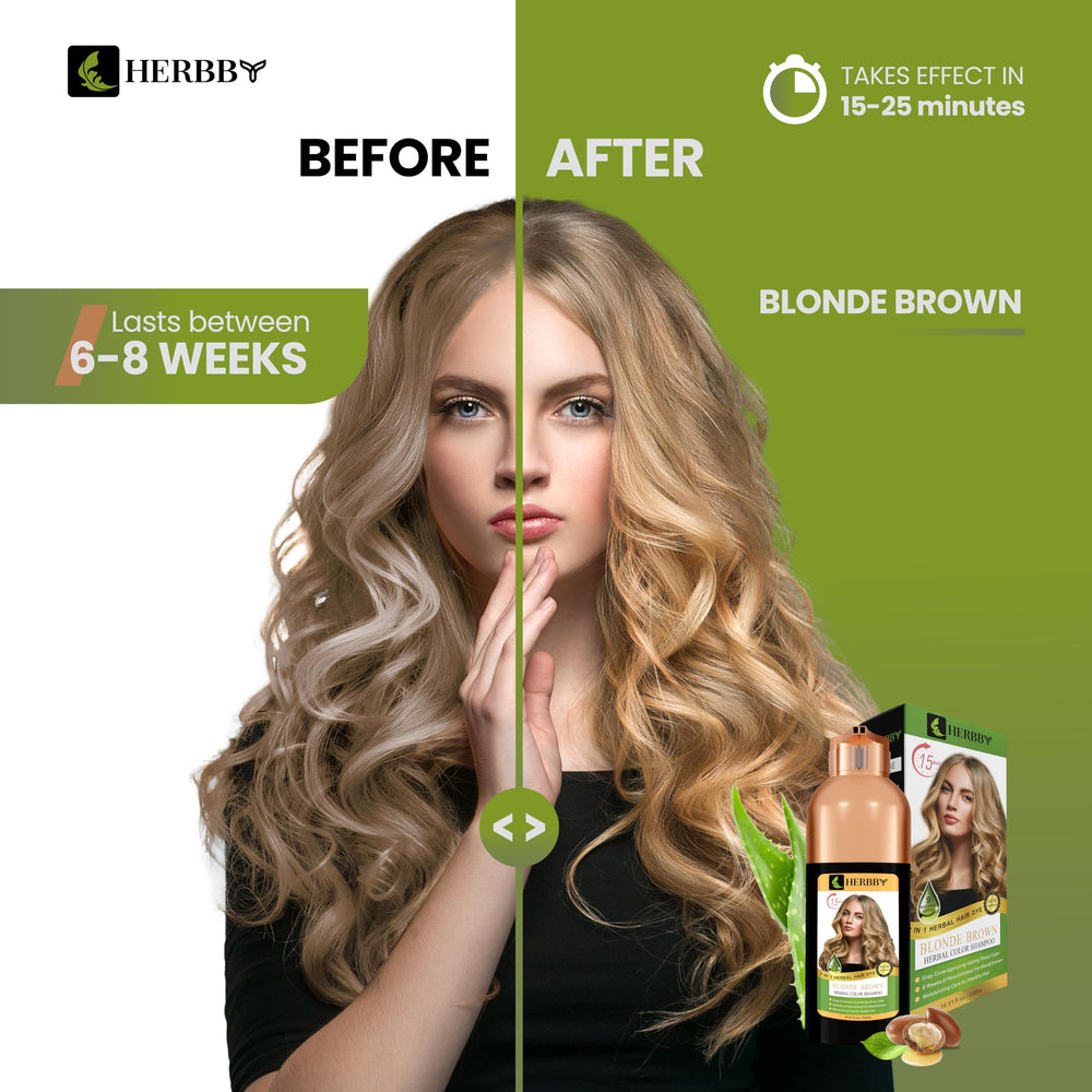 HERBBY color transformation result on hair with shiny, even color