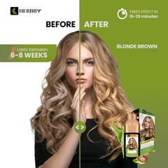 HERBBY color transformation result on hair with shiny, even color