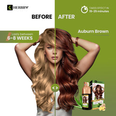 HERBBY color transformation reveals shiny, vibrant hair color.