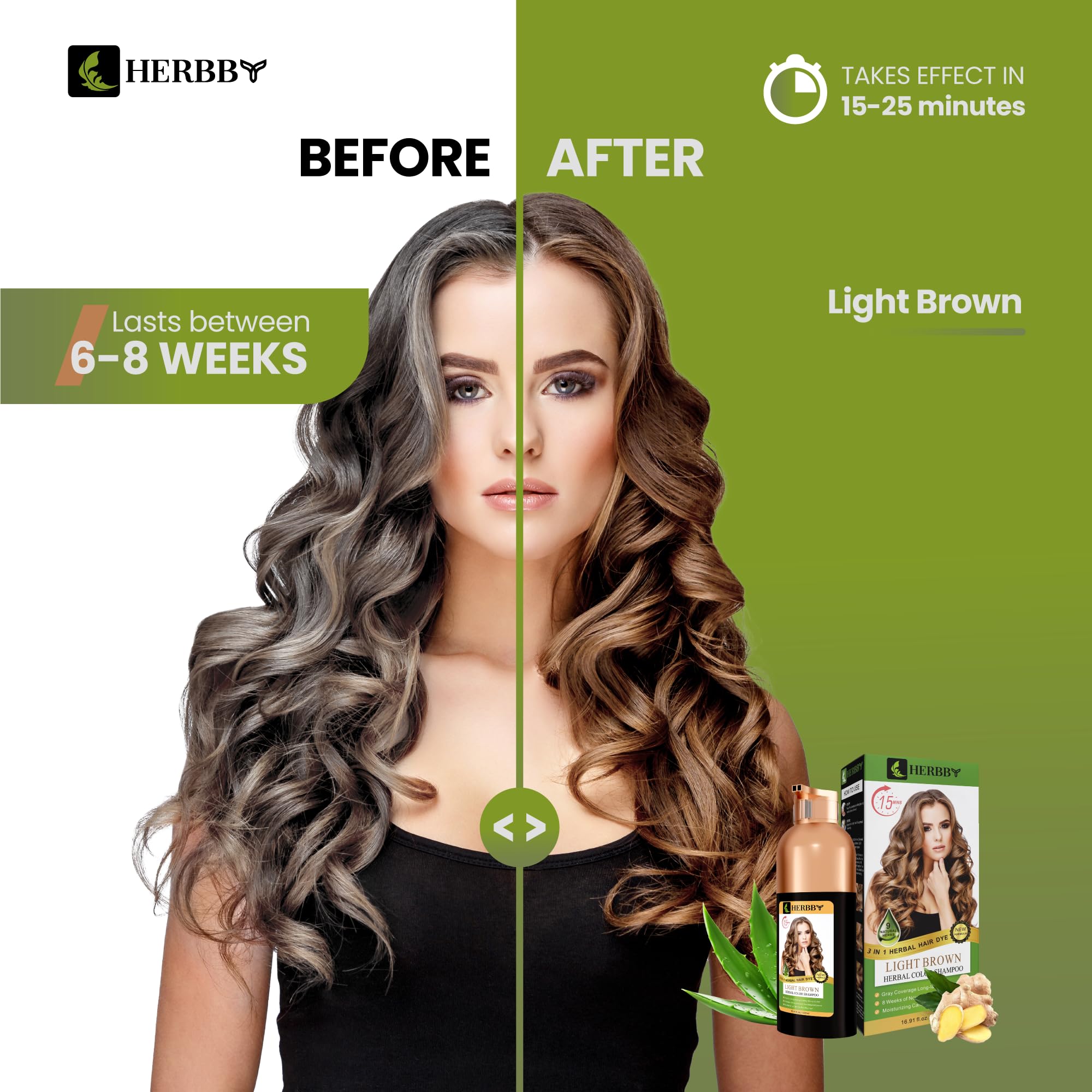 HERBBY color transformation in a bottle for vibrant, even tone.