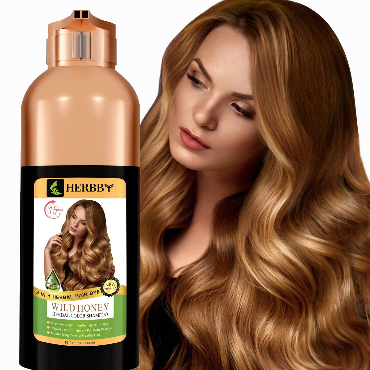 HERBBY Hair Color Shampoo gray-hair-coverage shows natural-looking shine.