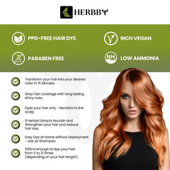 HERBBY Hair Color Shampoo delivers long-lasting color for 6–8 weeks.
