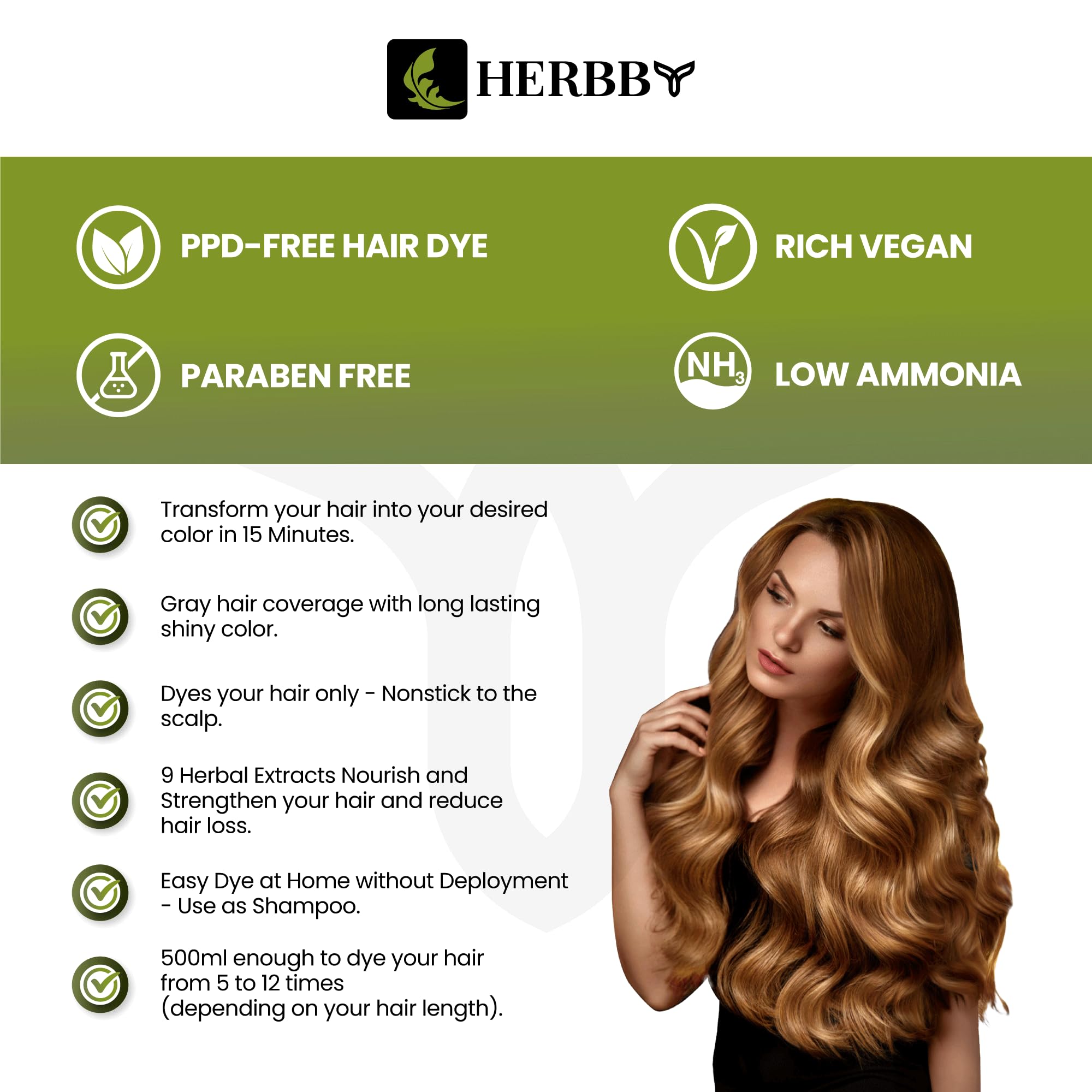 HERBBY Wild Honey color swatch shows a warm, long-lasting hue.