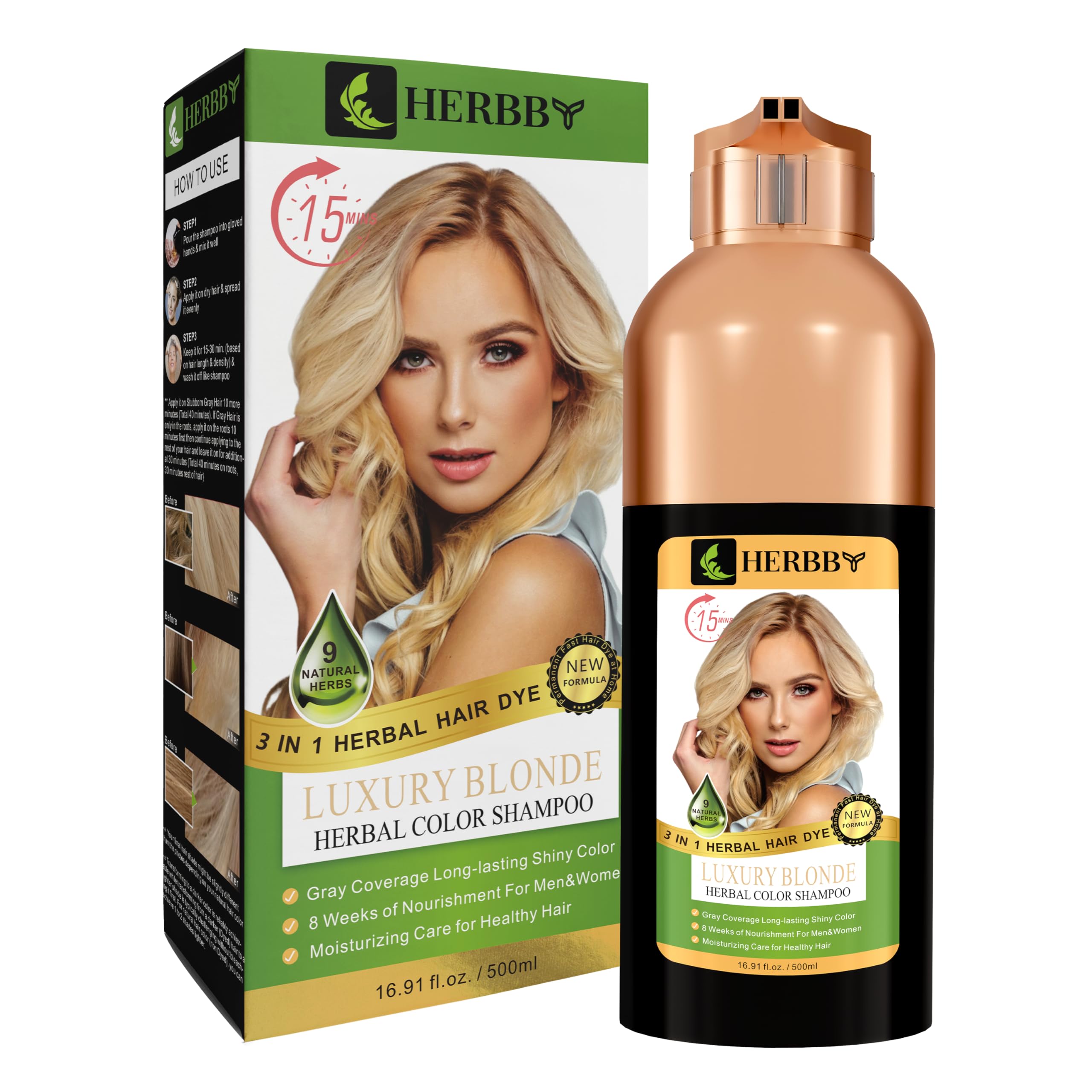 HERBBY color lasts 6-8 weeks with vibrant shade.